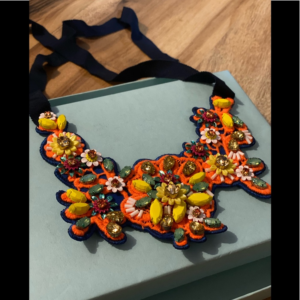 🖤sold🖤 J CREW Statement Necklace Fabric/Crystal